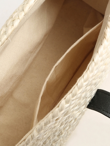 Jute & Vegan Leather Sling Bag Worn Off White