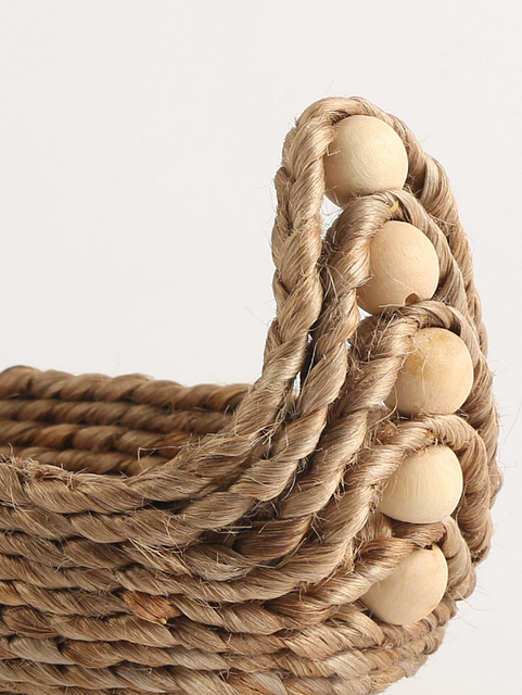 Jute Basket with Wooden Beads