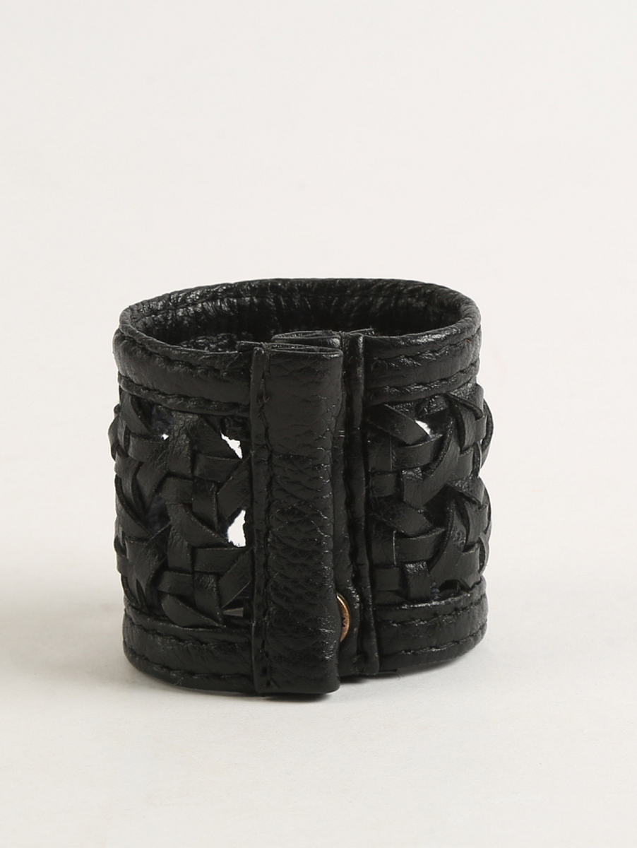 Vegan Leather Napkin Ring Metallic Black