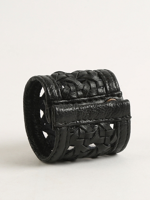 Vegan Leather Napkin Ring Metallic Black