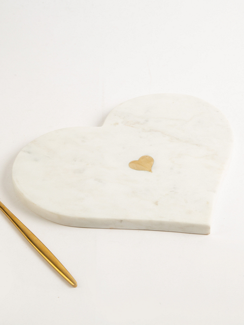 Marble Inlay Heart Shape Cheese Board