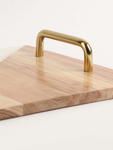 Marble & Wood Tray with Golden Handles