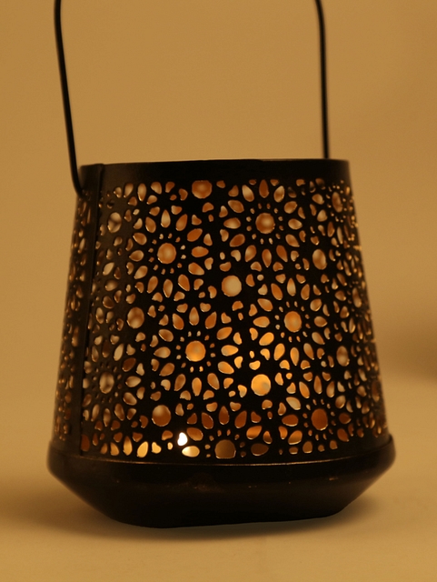 Floral Cut-work Metal Lantern with handle