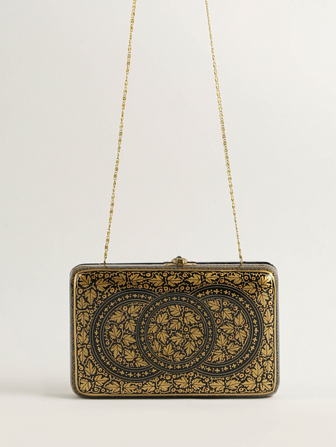Kashmiri Art Paper Mache Clutch / Sling Bag
