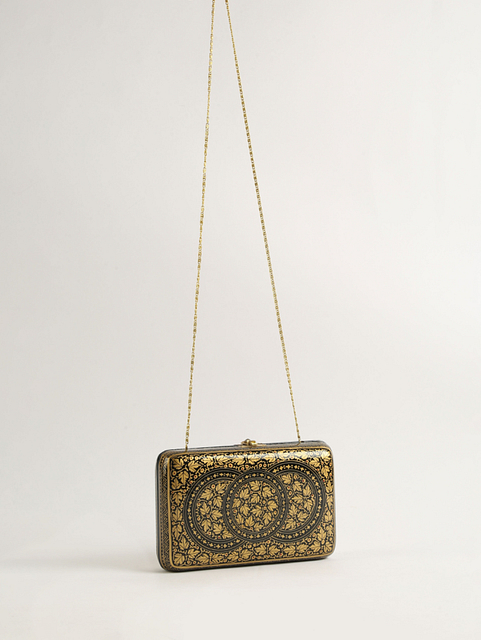Kashmiri Art Paper Mache Clutch / Sling Bag