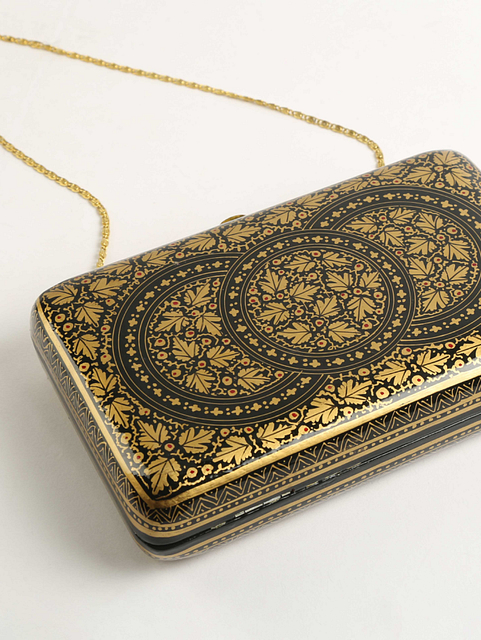 Kashmiri Art Paper Mache Clutch / Sling Bag
