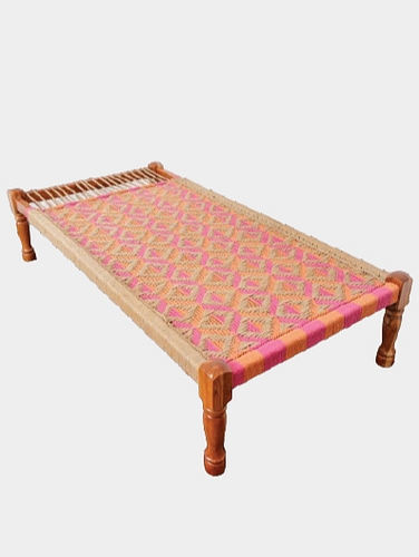 Textile Waste & Jute Charpai Hot Pink