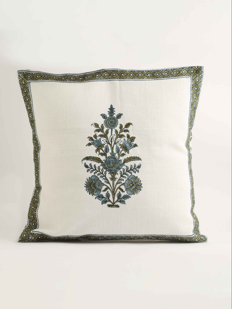 Blockprinted Floral Cushion Cover
