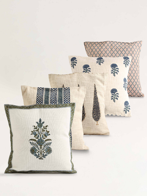 Blockprinted Criss Cross Cushion Cover