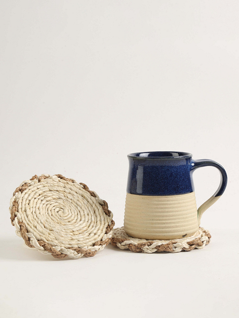 Jute Circular Tea Coasters :  ( Set of 6 )