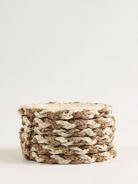 Jute Circular Tea Coasters :  ( Set of 6 )