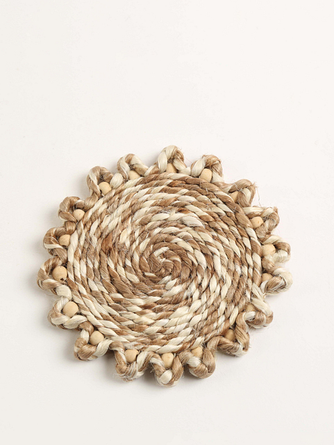 Jute Floral Tea Coasters - Set of 6