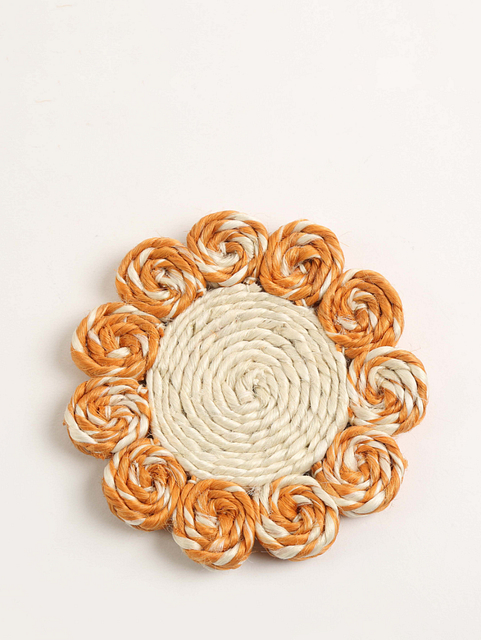 Jute Floral Petal Tea Coasters - Set of 6