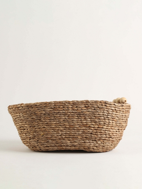 Jute Twisted Basket with Wooden Beads
